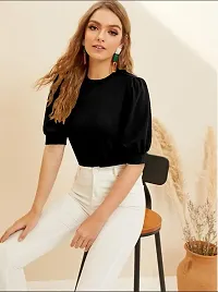 Women's Puff Sleeve Round High Neck Top-thumb2