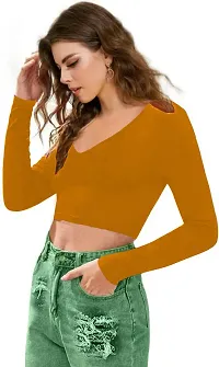 Dream Beauty Fashion Polyester Blend V-Neck Crop Top (15 Inches)-thumb3