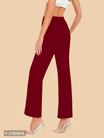 Elegant Maroon Polyester Solid Trousers For Women-thumb3