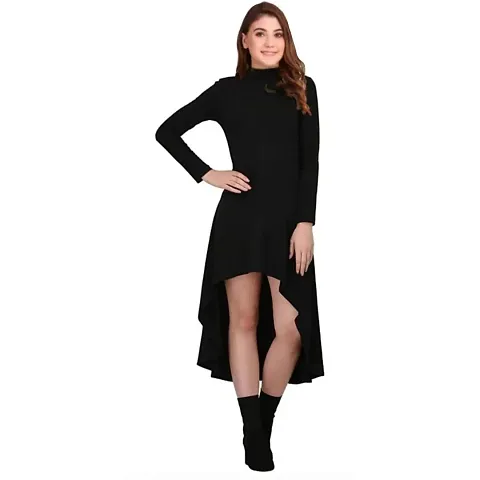 Dream Beauty Fashion Women's Hosiery High-Low Full Sleeves Casual Dress (38 Inch Front and 52 Inches Back Length)