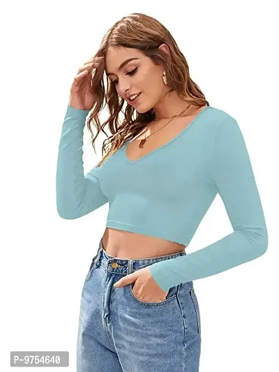 Polyester Blend Full Sleeves Crop Top-thumb4