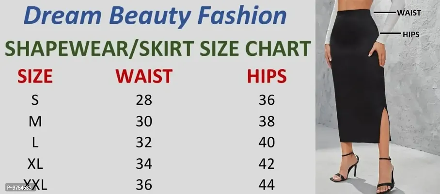 Dream Beauty Fashion Casual Polyester Blend with Side Slit Skirt/Petticoat/Shapewear (32.5 Inches)-thumb5