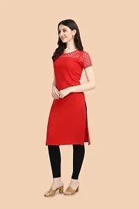 Trendy Red Crepe Kurti For Women-thumb1