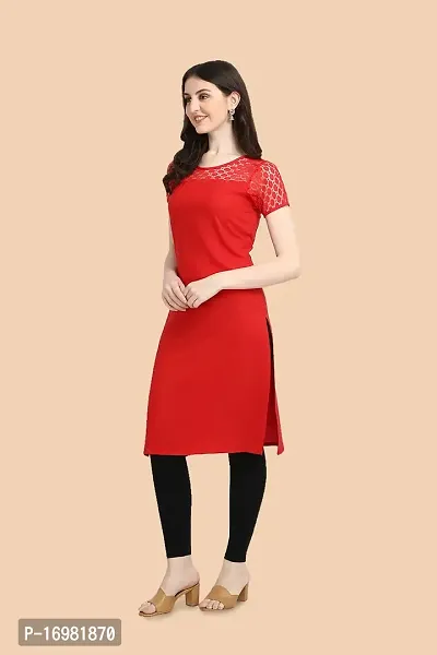 Trendy Red Crepe Kurti For Women-thumb2