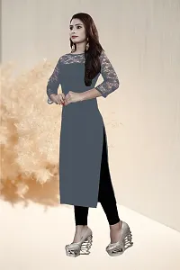 Stylish Grey Crepe Stitched Kurta For Women-thumb2