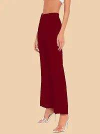 Elegant Maroon Polyester Solid Trousers For Women-thumb1