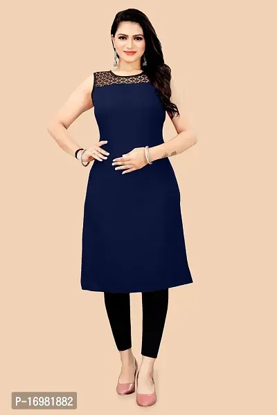 Trendy Blue Crepe Kurti For Women-thumb2