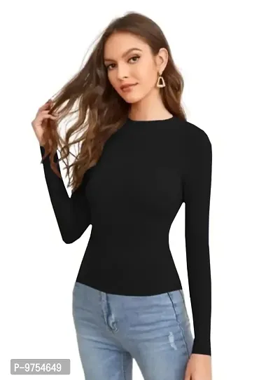 Women Polyester Blend Full Sleeves Crop Top-thumb4