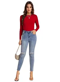 Women Polyester Blend Full Sleeves Crop Top-thumb3