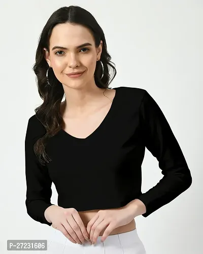 Elegant Black Polyester Solid Top For Women-thumb0