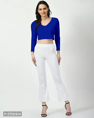 Elegant Blue Polyester Solid Top For Women-thumb4