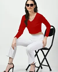 Elegant Red Polyester Solid Top For Women-thumb4