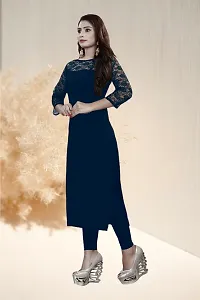 Stylish Navy Blue Crepe Stitched Kurta For Women-thumb2