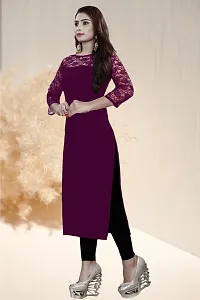 Stylish Purple Crepe Stitched Kurta For Women-thumb2