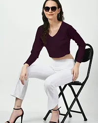 Elegant Purple Polyester Solid Top For Women-thumb4