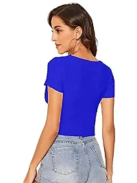 Dream Beauty Fashion Casual V-Neck Short Sleeves Crop Top (17 Inches)-thumb4