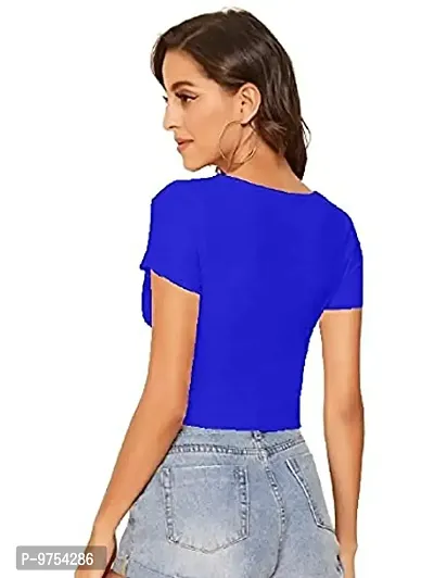 Dream Beauty Fashion Casual V-Neck Short Sleeves Crop Top (17 Inches)-thumb5