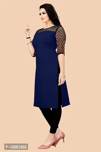 Trendy Blue Crepe Kurti For Women-thumb2