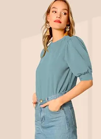 Women's Puff/Baloon Sleeves V-Neck Casual Top-thumb1