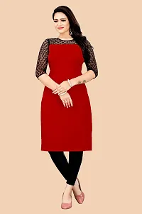 Trendy Red Crepe Kurti For Women-thumb3