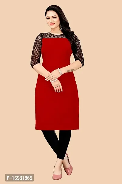 Trendy Red Crepe Kurti For Women-thumb4