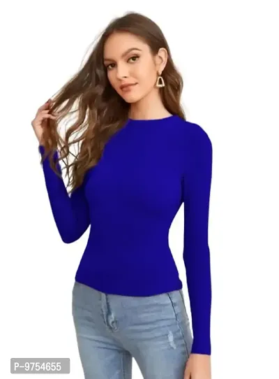 Women Polyester Blend Full Sleeves Crop Top-thumb2