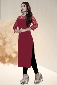 Stylish Maroon Crepe Stitched Kurta For Women-thumb2