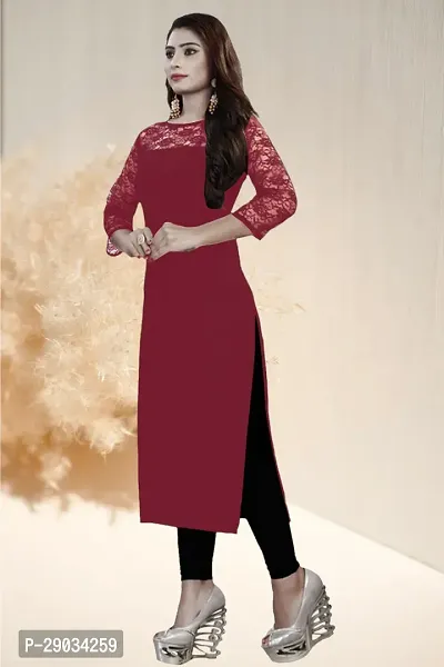 Stylish Maroon Crepe Stitched Kurta For Women-thumb3