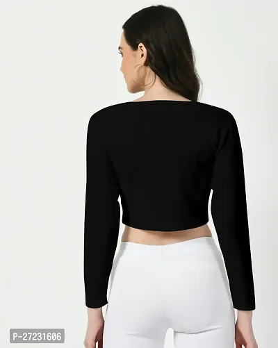 Elegant Black Polyester Solid Top For Women-thumb3