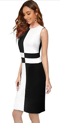 Dream Beauty Fashion Women's Knee Length Dress (Medium, Black  White)-thumb4