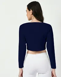 Elegant Navy Blue Polyester Solid Top For Women-thumb2