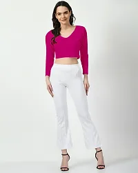 Elegant Pink Polyester Solid Top For Women-thumb3