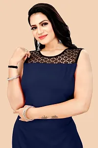 Trendy Blue Crepe Kurti For Women-thumb2