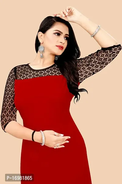 Trendy Red Crepe Kurti For Women-thumb5