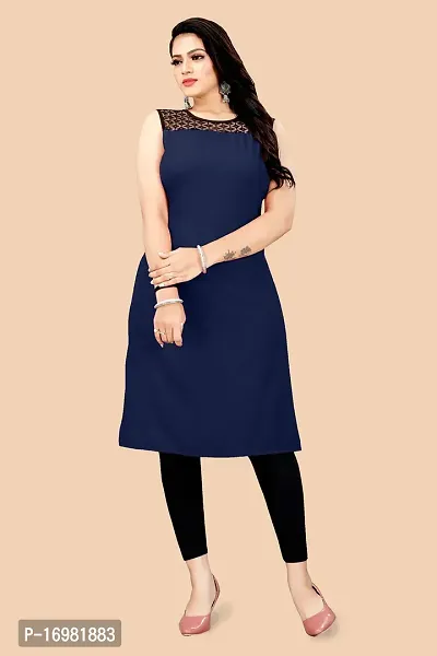 Trendy Blue Crepe Kurti For Women-thumb0