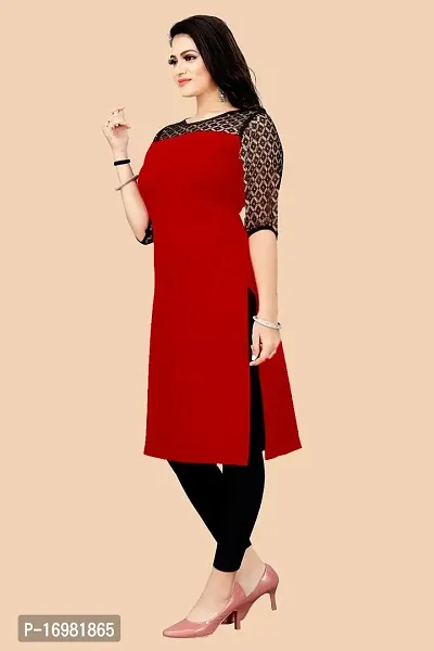 Trendy Red Crepe Kurti For Women-thumb2