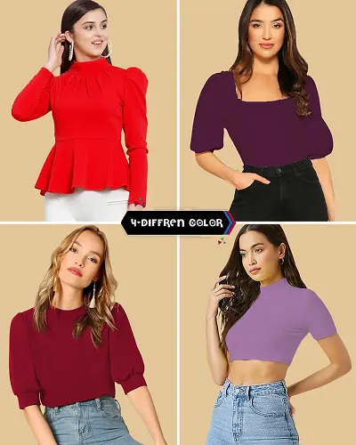 Stylish Solid Top For Women Pack Of 4