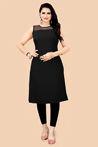 Trendy Black Crepe Kurti For Women-thumb1