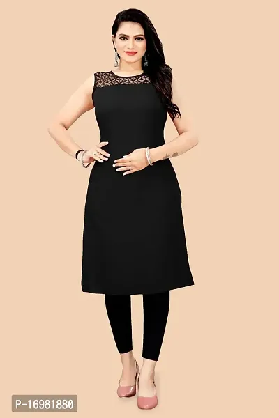 Trendy Black Crepe Kurti For Women-thumb2