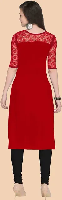 Trendy Red Crepe Kurti For Women-thumb1