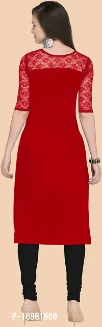 Trendy Red Crepe Kurti For Women-thumb2