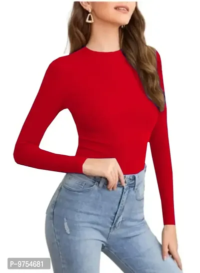 Womens Full Sleeve Top Round Neck Casual Tshirt-thumb5