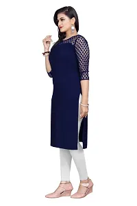 Navy Blue American Crepe Kurtas For Women-thumb3