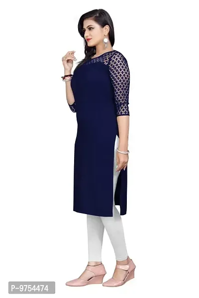 Navy Blue American Crepe Kurtas For Women-thumb4