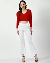 Elegant Red Polyester Solid Top For Women-thumb3