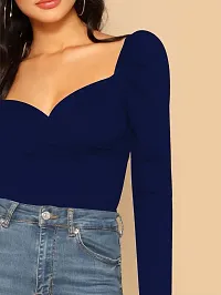 Elegant Navy Blue Polyester Solid Top For Women-thumb4