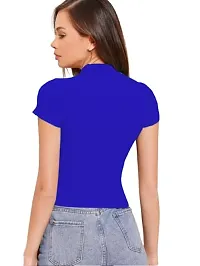 Dream Beauty Fashion Women's Half Sleeve Casual Solid Top (Small, Royal Blue)-thumb2