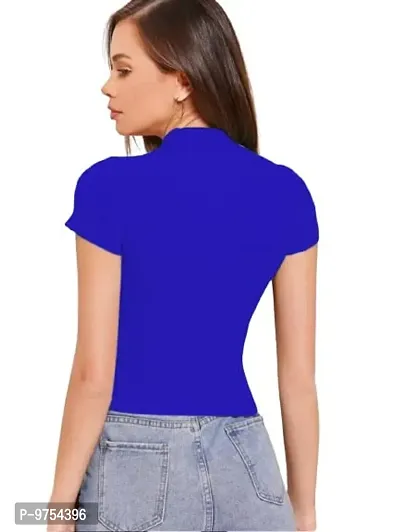 Dream Beauty Fashion Women's Half Sleeve Casual Solid Top (Small, Royal Blue)-thumb3