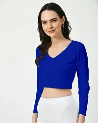 Elegant Blue Polyester Solid Top For Women-thumb1