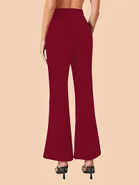 Elegant Maroon Polyester Solid Trousers For Women-thumb2